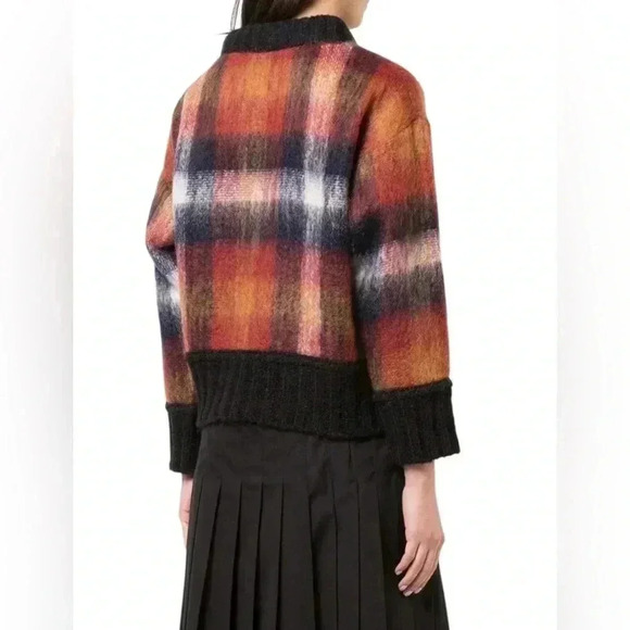 SEA New York Maryam V Neck Mohair Sweater Multi Plaid Size XS - Picture 7 of 13